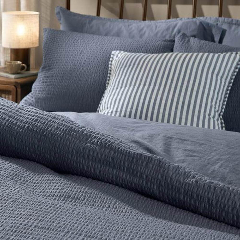 Yard Hebden Relaxed Seersucker Duvet Set Denim Blue